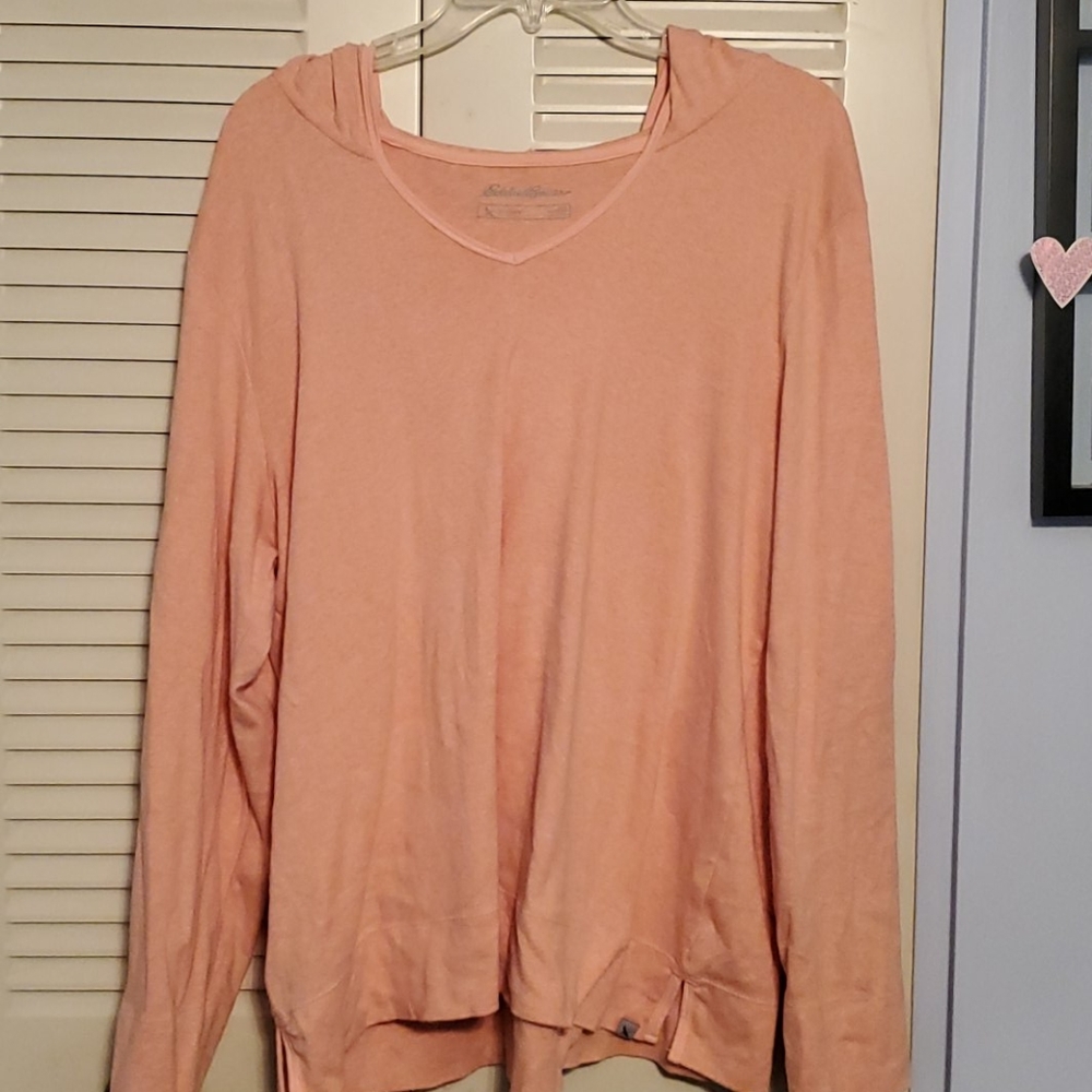 Peach colored lightweight hoodie